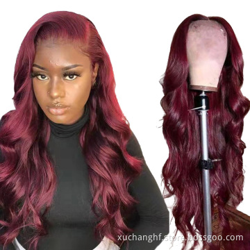Burgundy Curly Lace Front Human Hair Wigs with Baby Hair 99J Colored Brazilian Remy Hair Wavy Hd Lace Frontal Wigs For Women